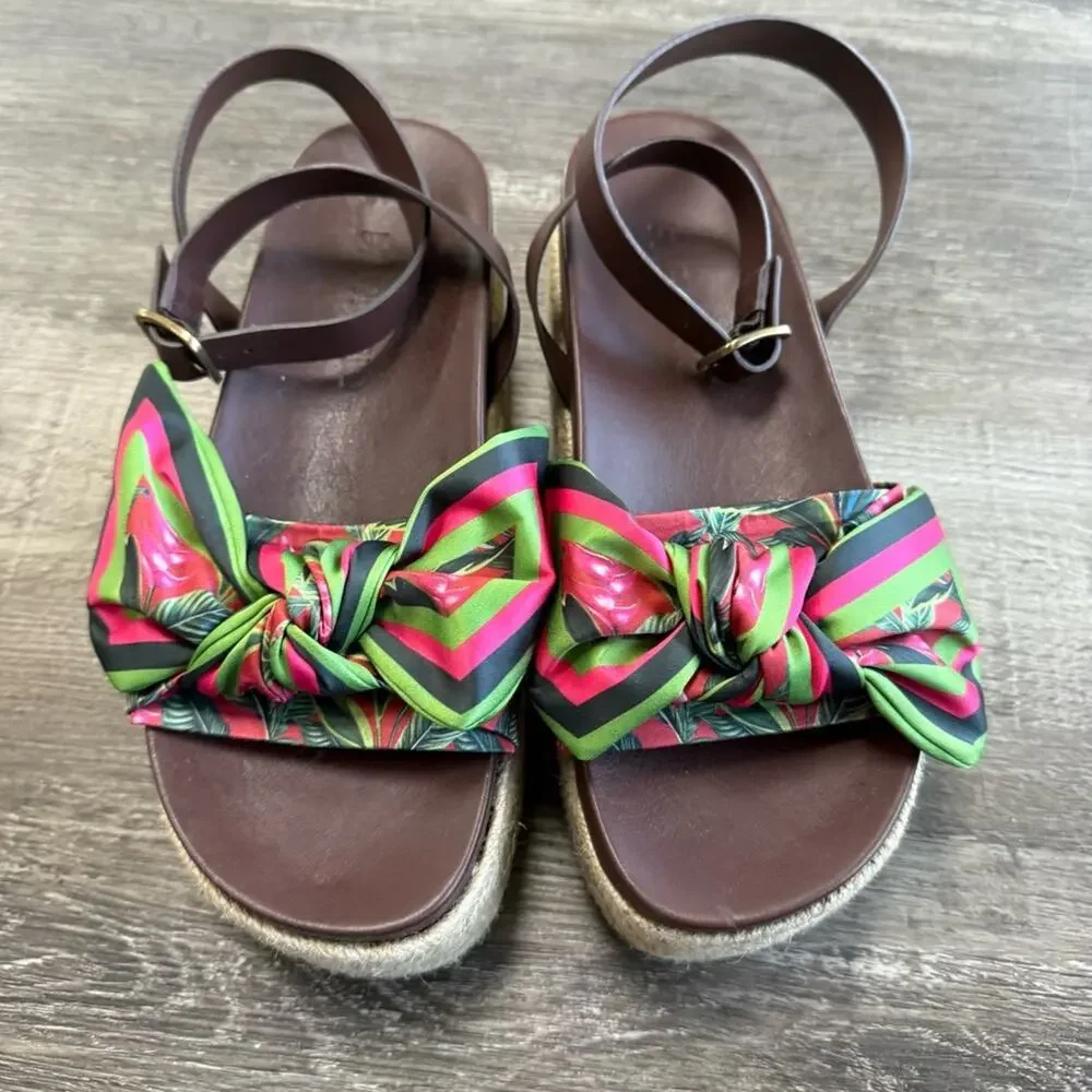 NEW Farm Rio Scarf Raffia Platform Sandals